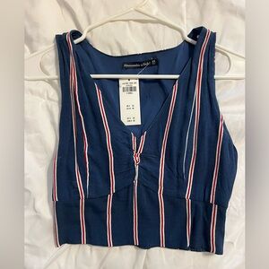 Abercrombie & Fitch Blue Striped Tank Top